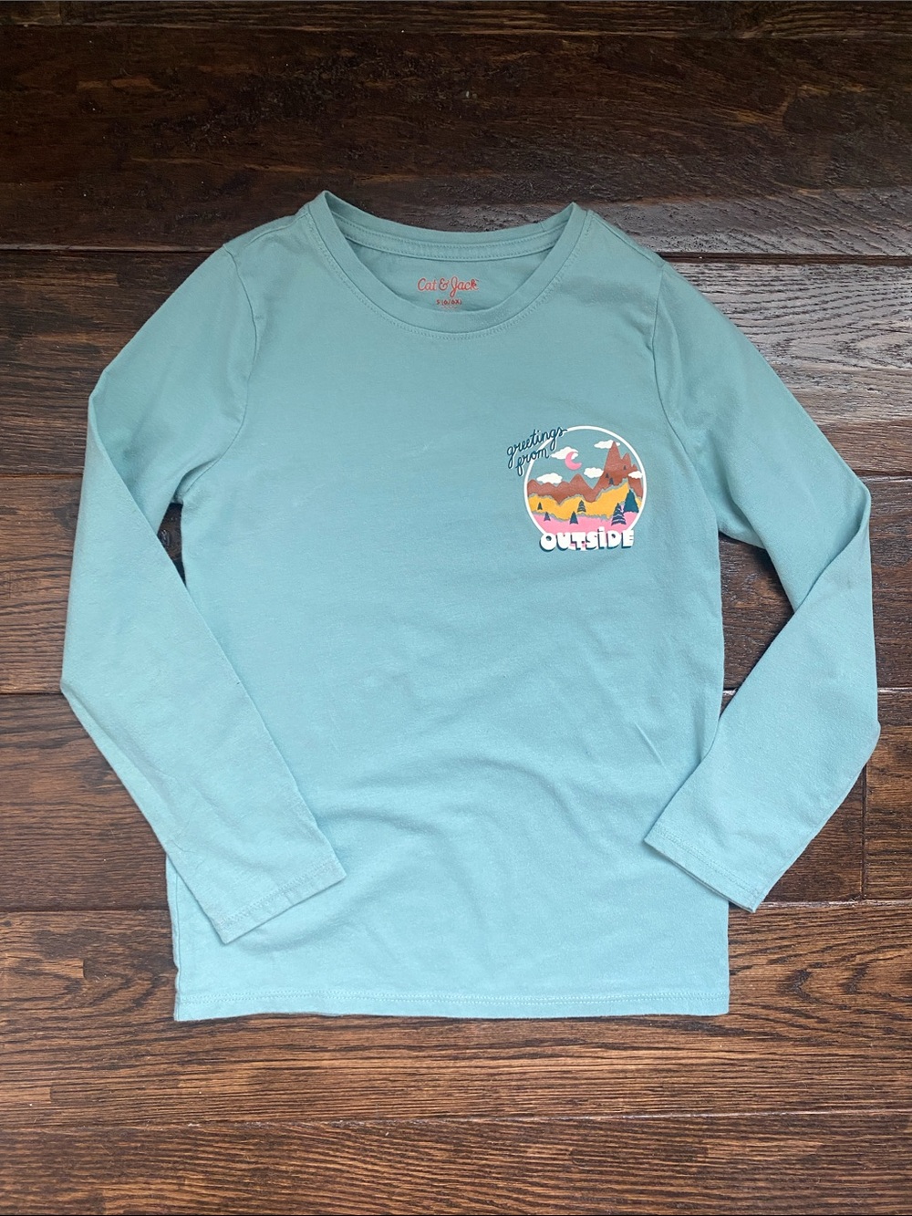 Cat & Jack Teal Long-Sleeve Graphic Tee
